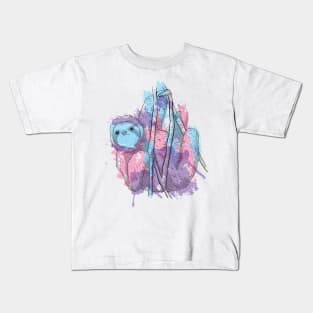 Sloth- Splashed in colors purple, pink and blue Kids T-Shirt